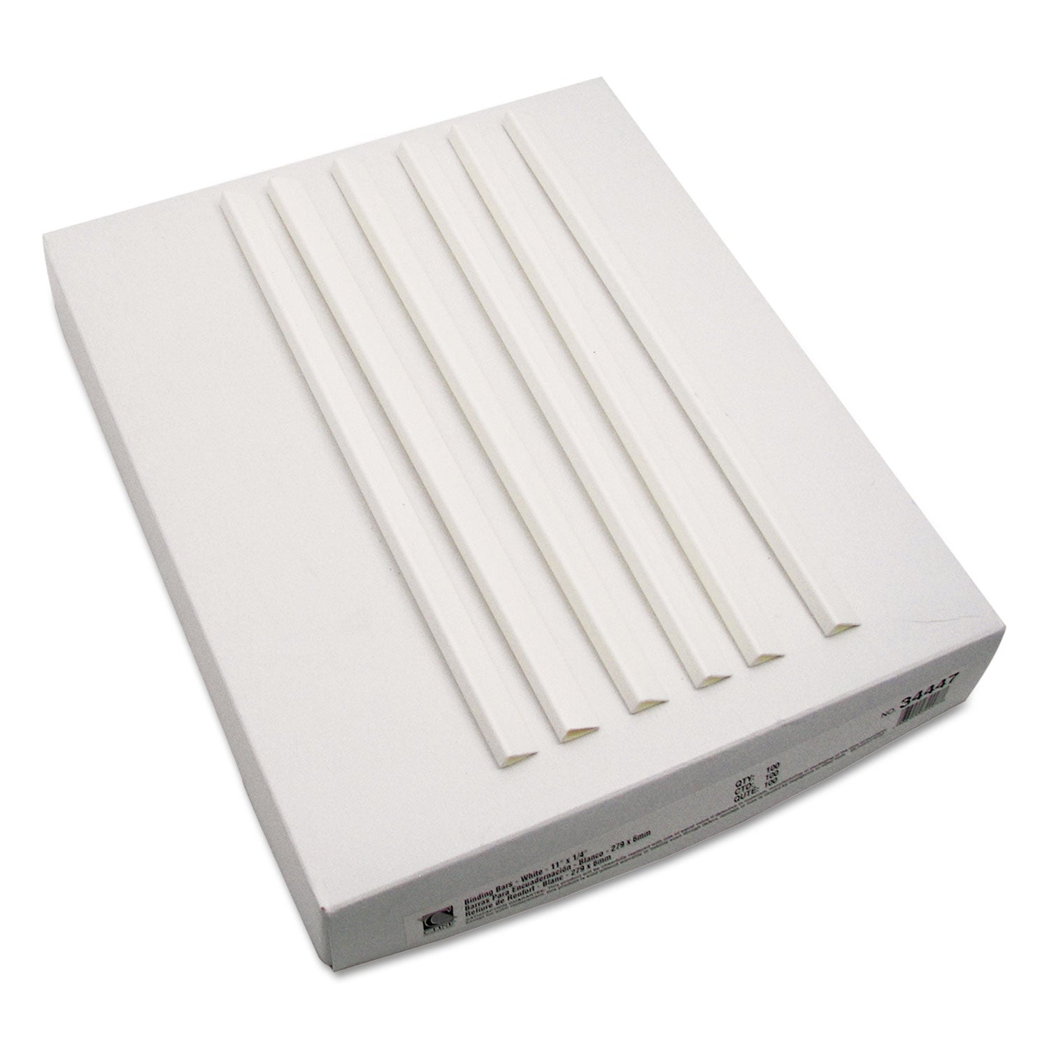 Slide 'N Grip Binding Bars, 40-Sheet Capacity, 11 x 0.25, White, 100/Box - 