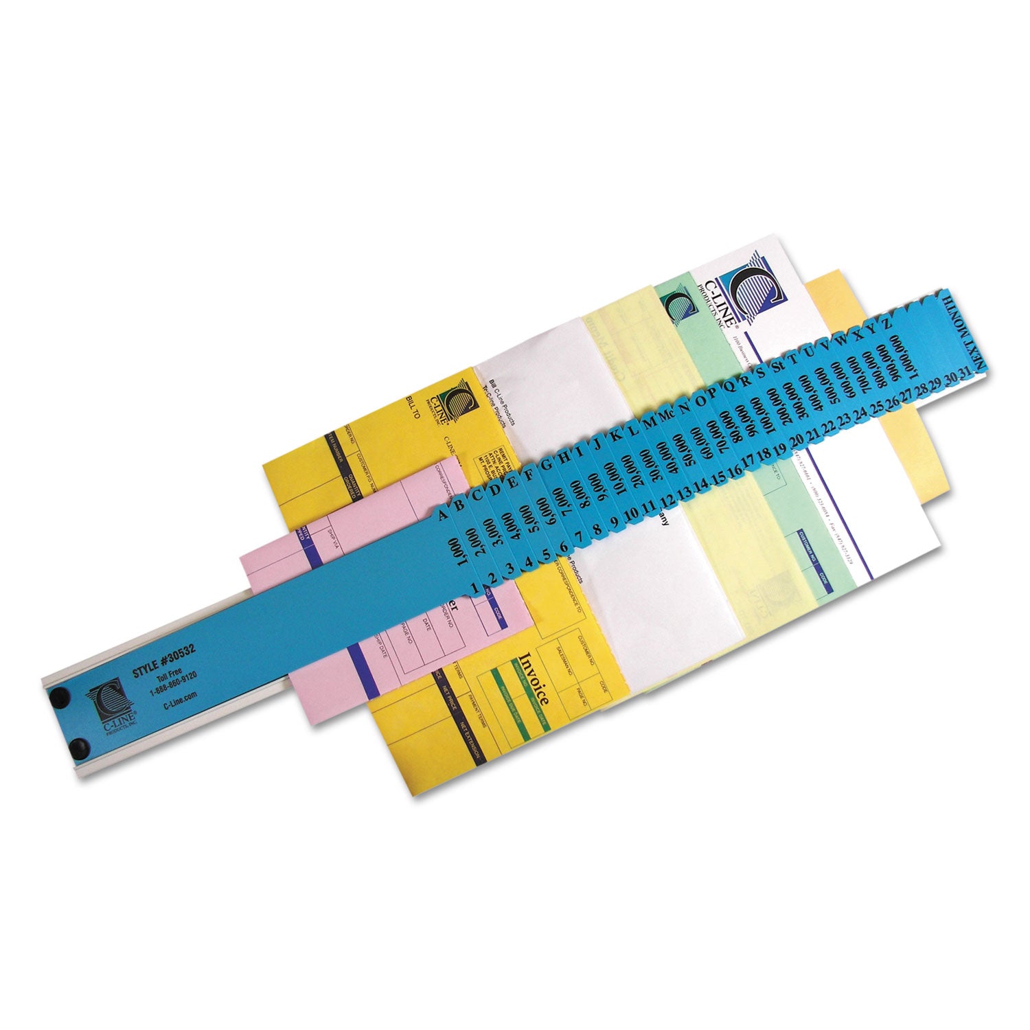 Plastic Indexed Sorter, 32 Dividers, Alpha/Numeric/Date Index, Letter Size, Blue Frame - 