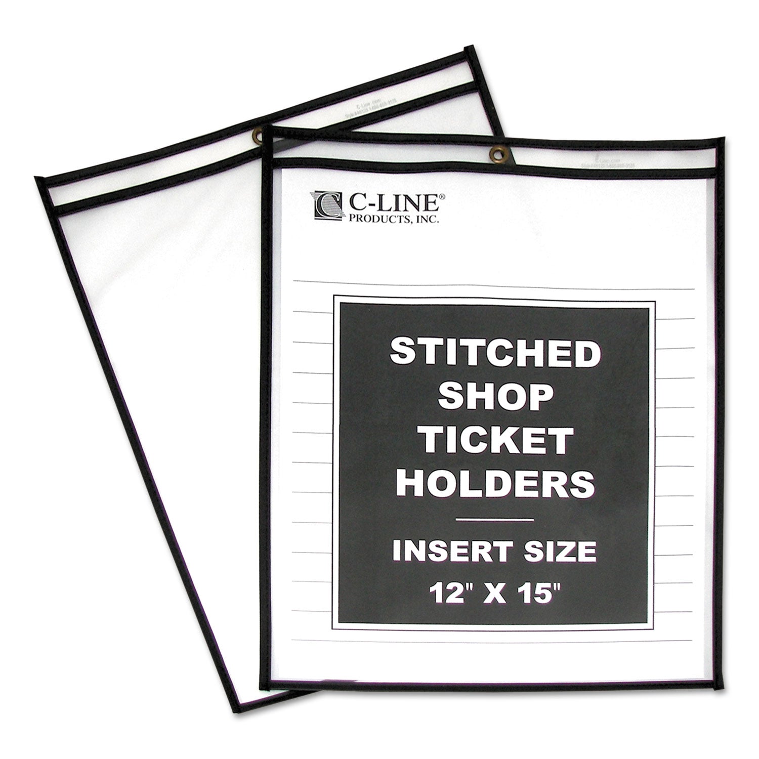 Shop Ticket Holders, Stitched, Both Sides Clear, 75", 12 x 15, 25/BX - 