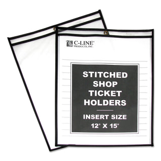 Shop Ticket Holders, Stitched, Both Sides Clear, 75", 12 x 15, 25/BX - 