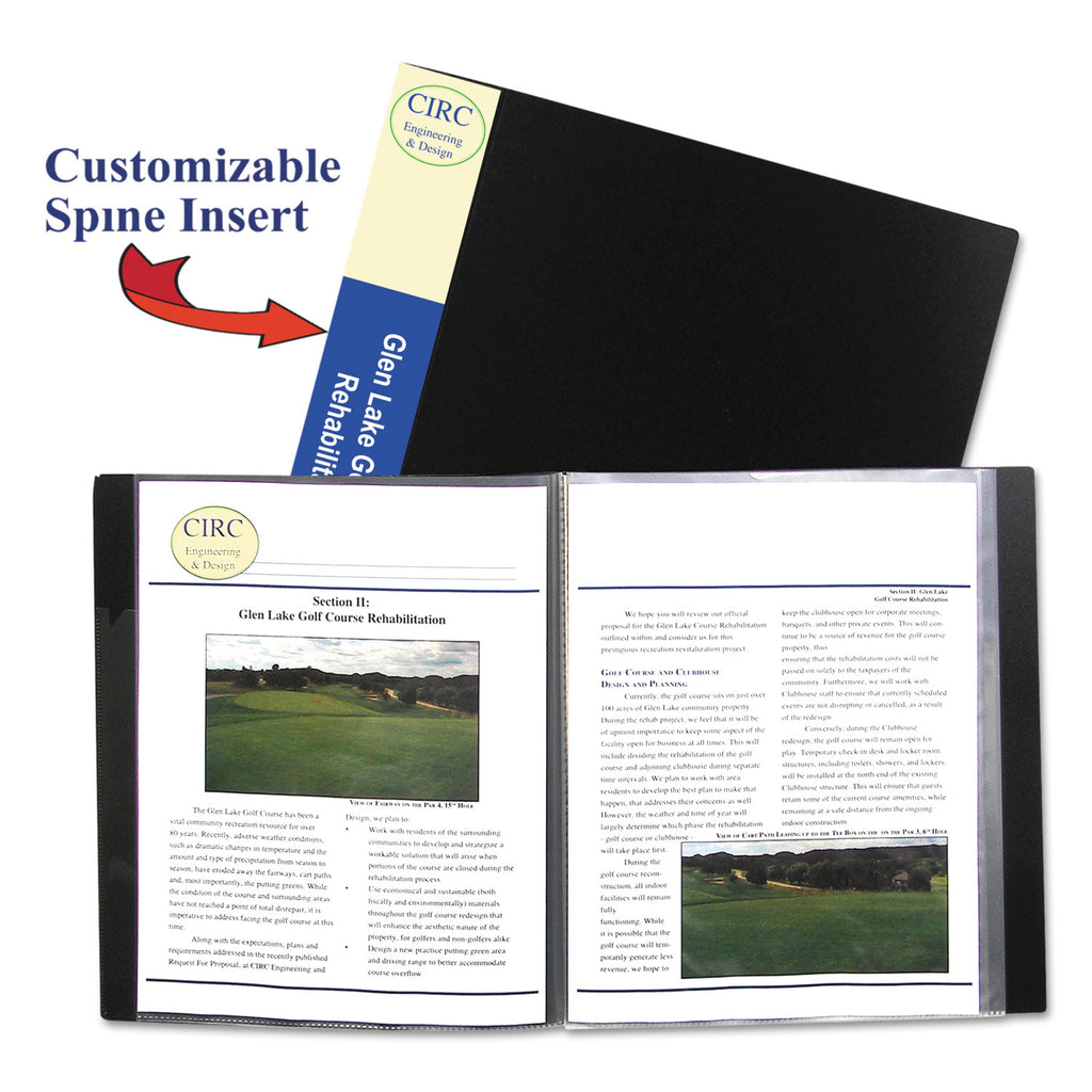 Bound Sheet Protector Presentation Book, 24 Letter-Size Sleeves, Black - 