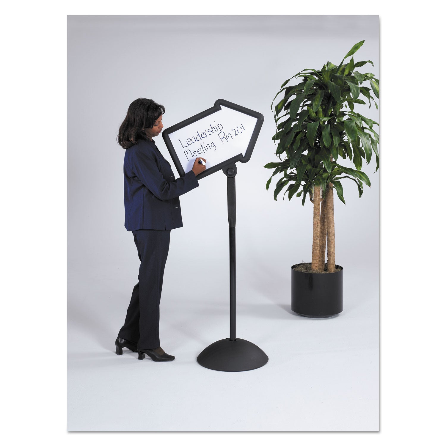 writeway-double-sided-magnetic-dry-erase-standing-message-sign-arrow-6425-tall-black-stand-255-x-1775-white-face_saf4173bl - 5