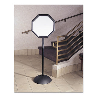 Safco Write Way Dual-sided Directional Sign - 1 Each - 22.5" Width x 65" Height x 18" Depth - Octagonal Shape - Both Sides Display, Magnetic, Durable - Steel - Indoor, Outdoor, Office - Black