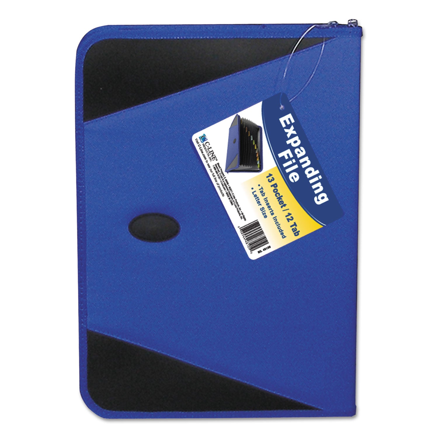Expanding File with Zipper Closure, 2" Expansion, 13 Sections, Zipper Closure, 1/12-Cut Tabs, Letter Size, Blue - 