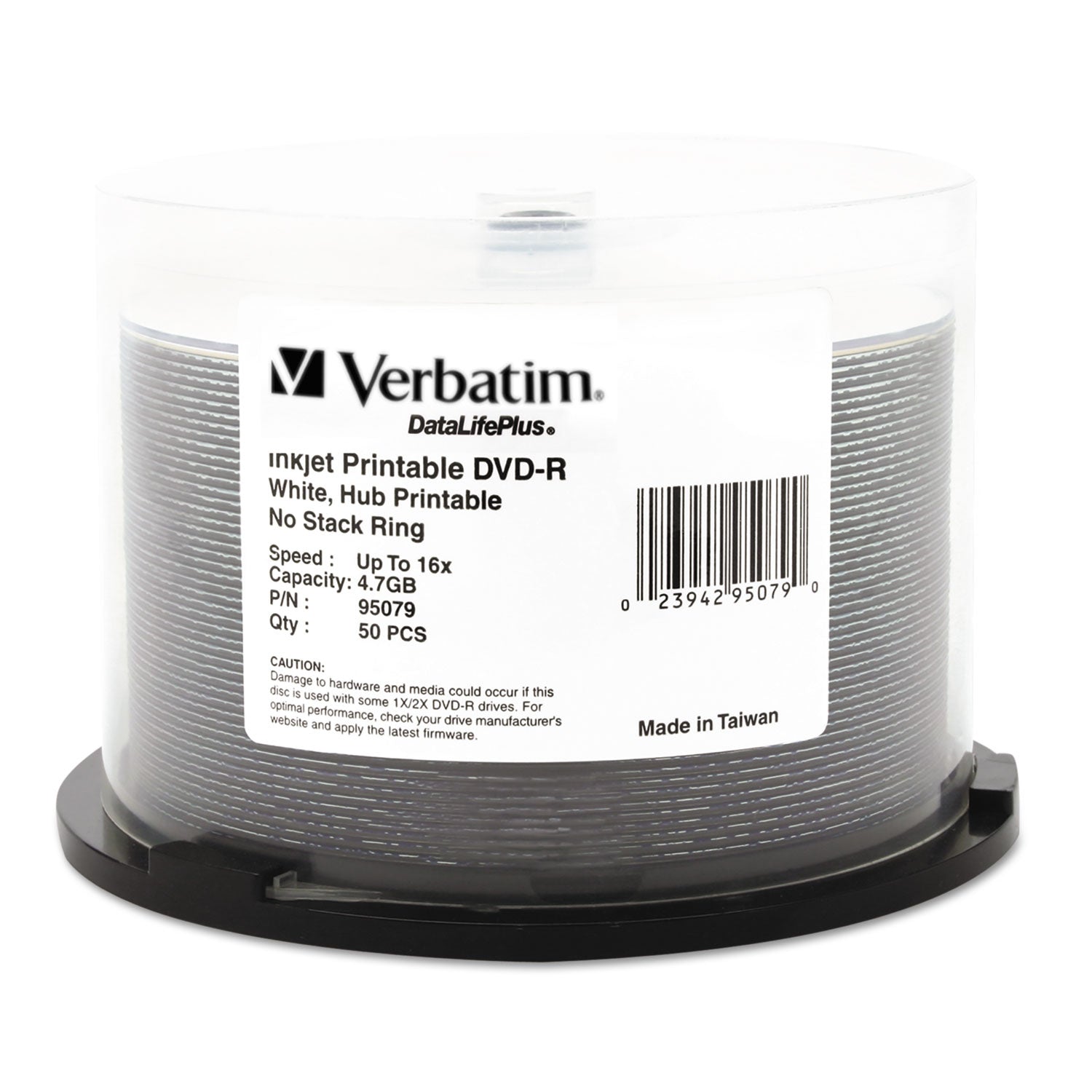 DVD-R DataLife Plus Printable Recordable Disc, 4.7 GB,16x, Spindle, White, 50/Pack - 