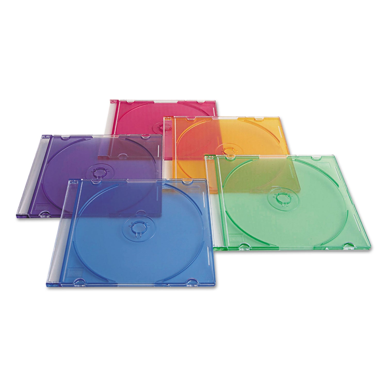 CD/DVD Slim Case, Assorted Colors, 50/Pack - 