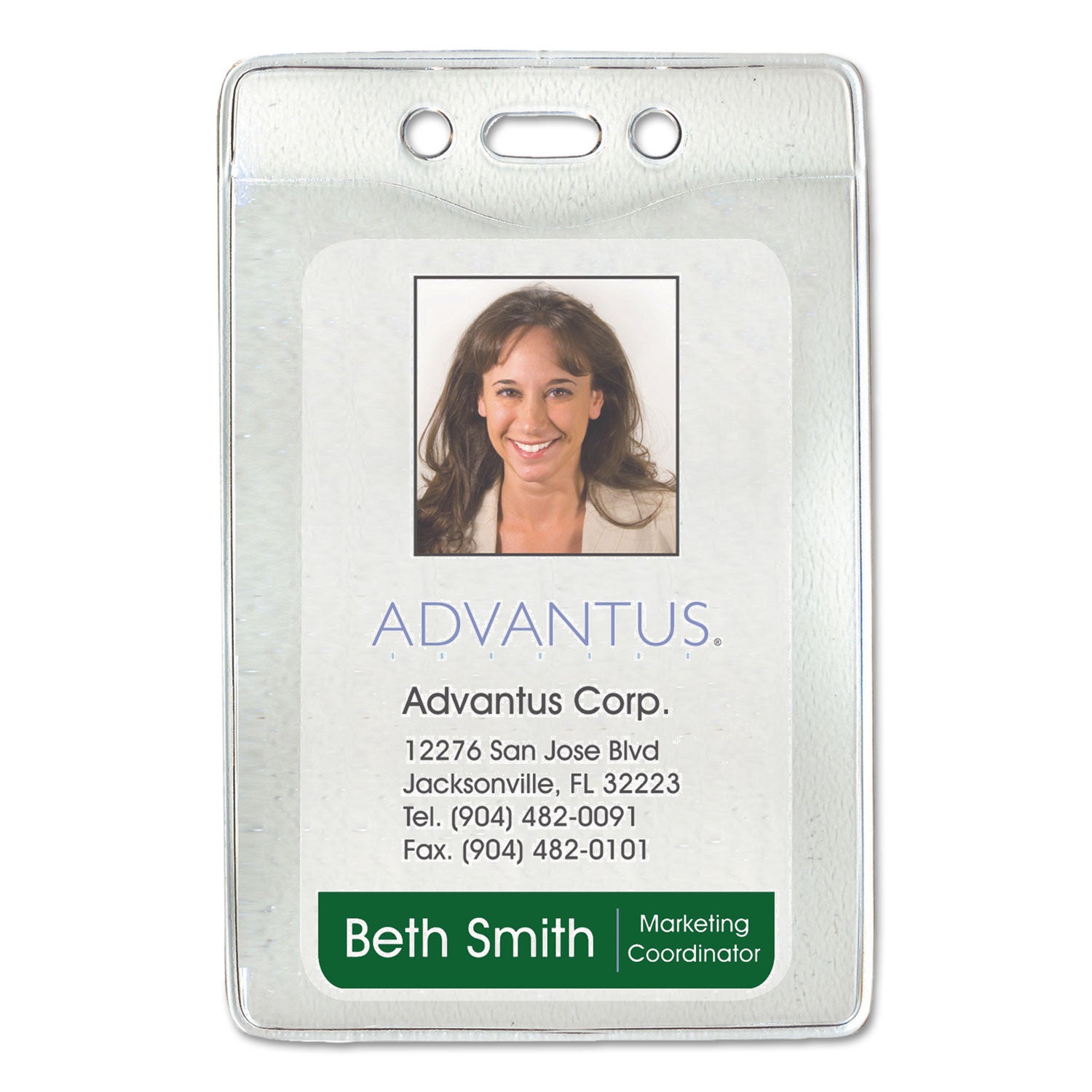 Security ID Badge Holders, Vertical, Pre-Punched for Chain/Clip, Clear, 2.63" x 4.38" Holder, 2.38" x 3.75" Insert, 50/Box - 