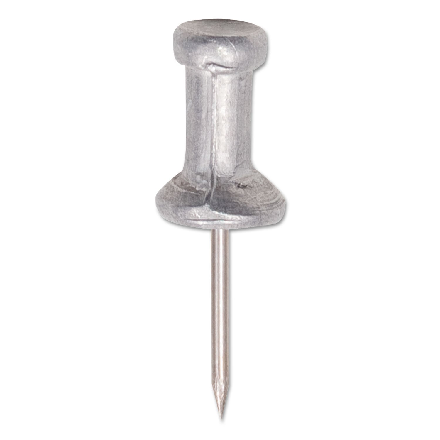 Aluminum Head Push Pins, Aluminum, Silver, 0.5", 100/Box - 