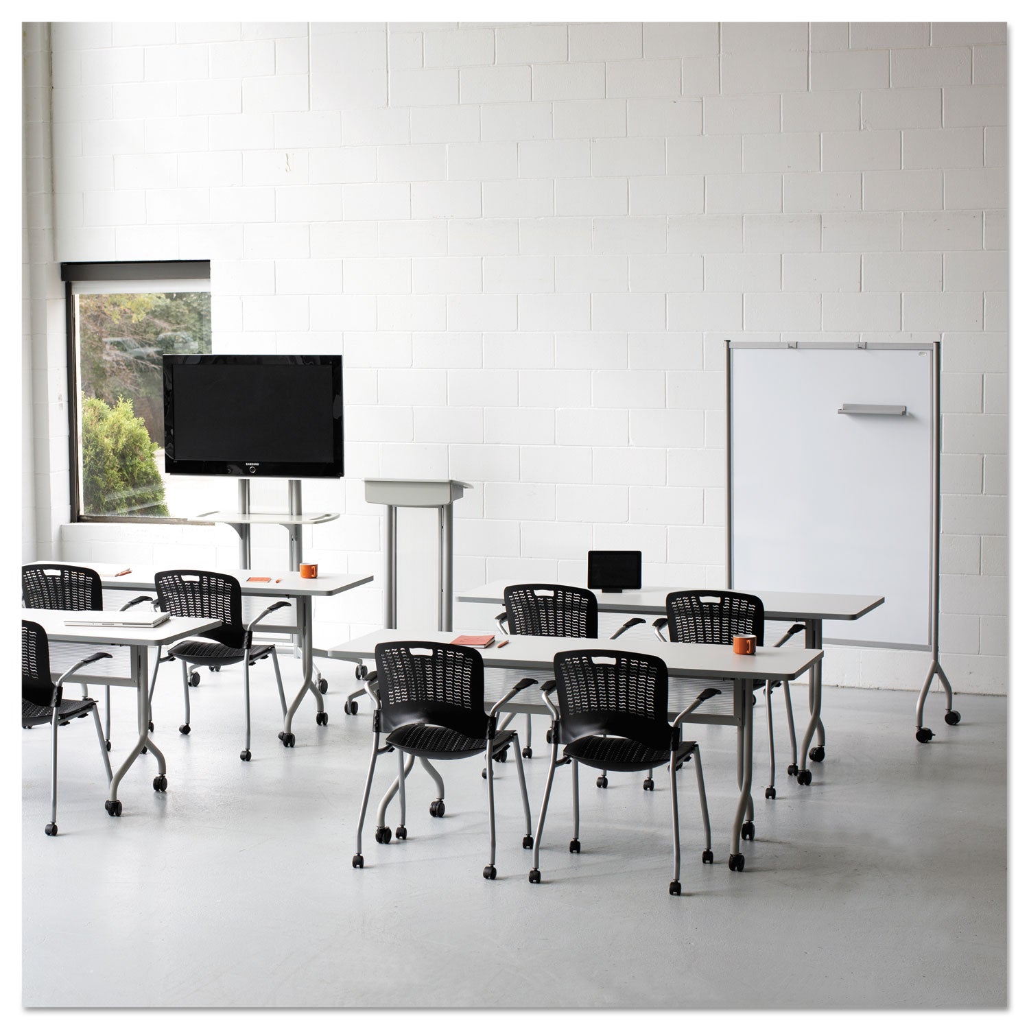 Impromptu Magnetic Whiteboard Collaboration Screen, 42w x 21.5d x 72h, Black/White - 