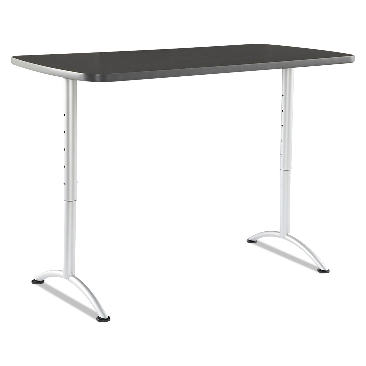 ARC Adjustable-Height Table, Rectangular, 60" x 30" x 30" to 42", Graphite/Silver - 