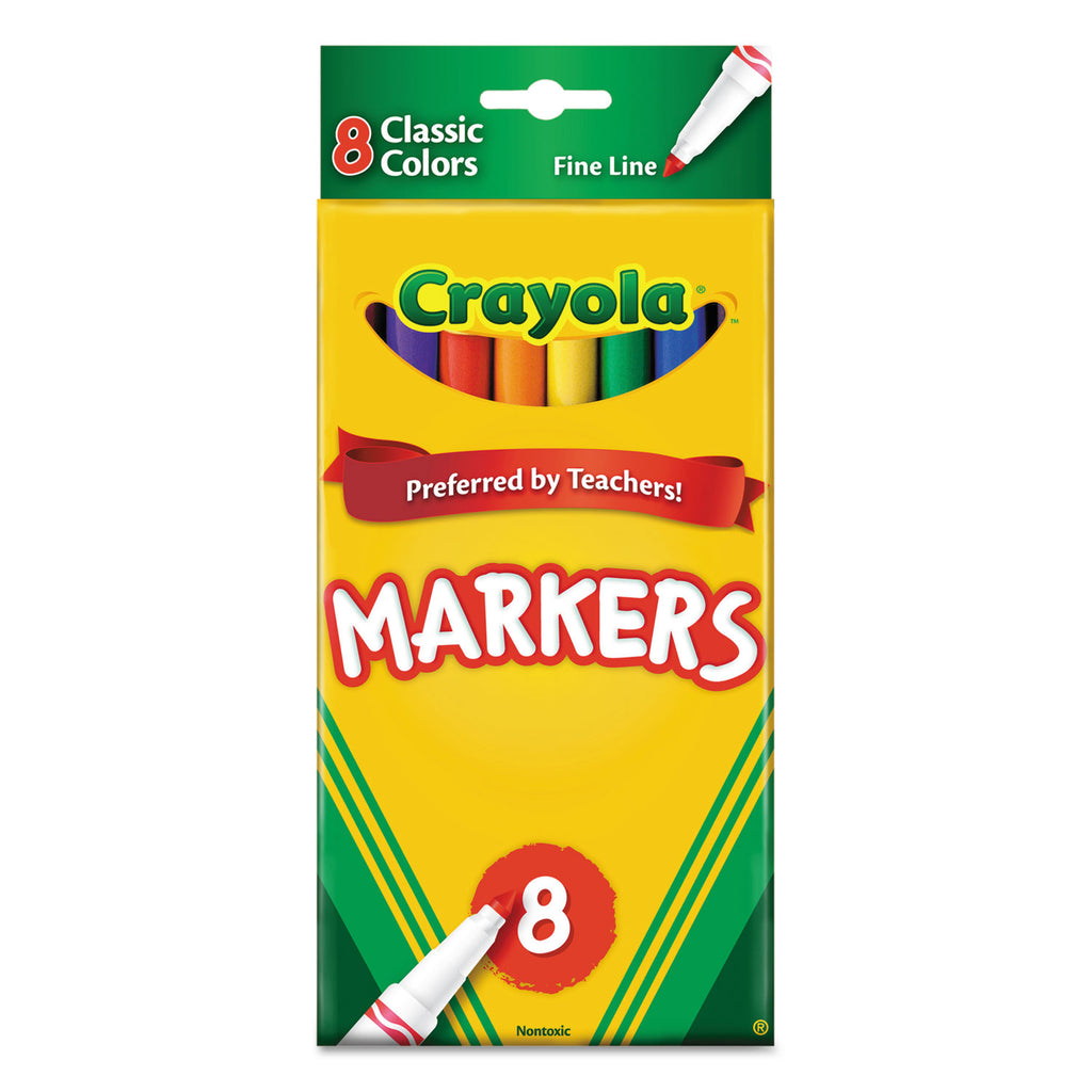 Non-Washable Marker, Fine Bullet Tip, Assorted Classic Colors, 8/Pack