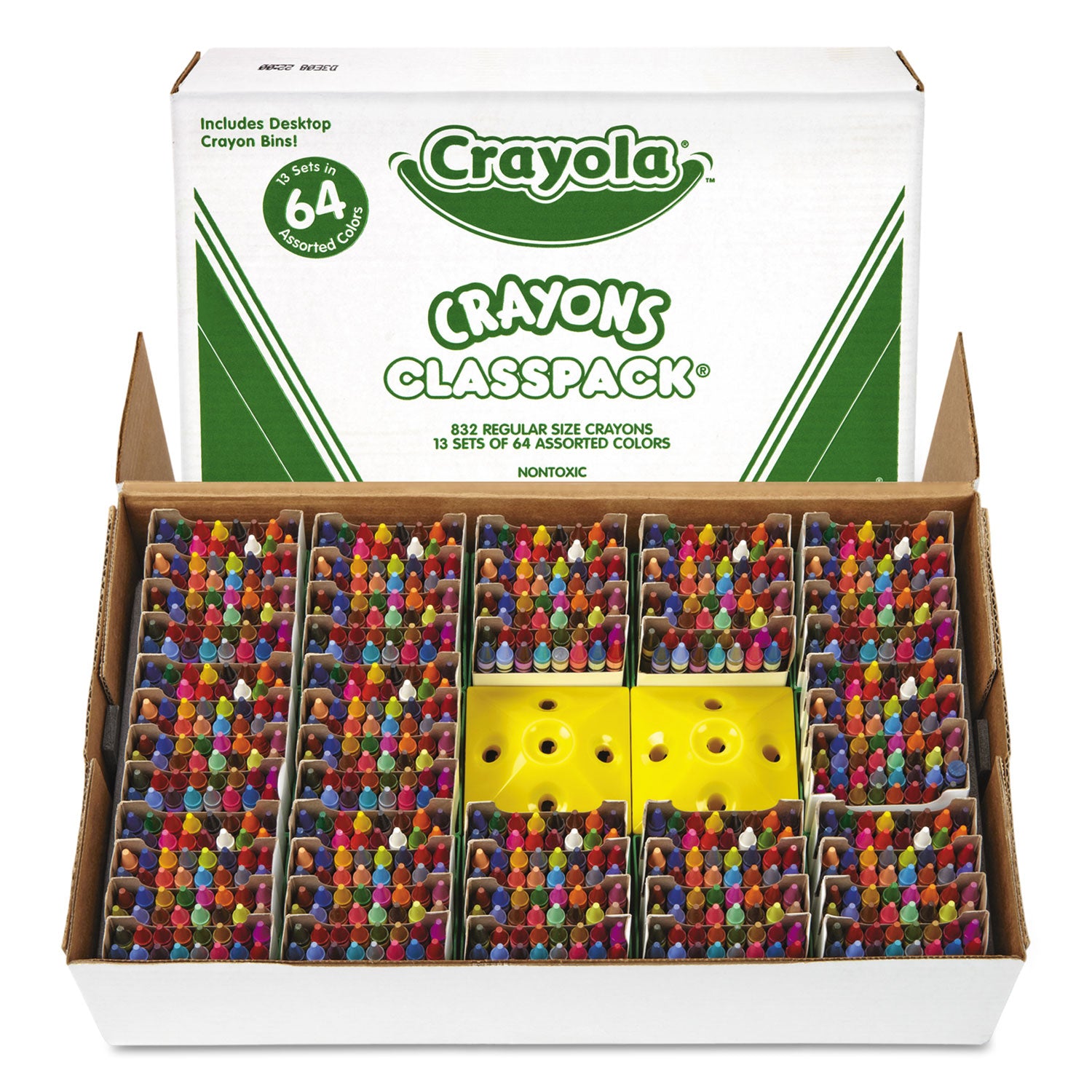 Classpack Regular Crayons, Assorted, 13 Caddies, 832/Box - 
