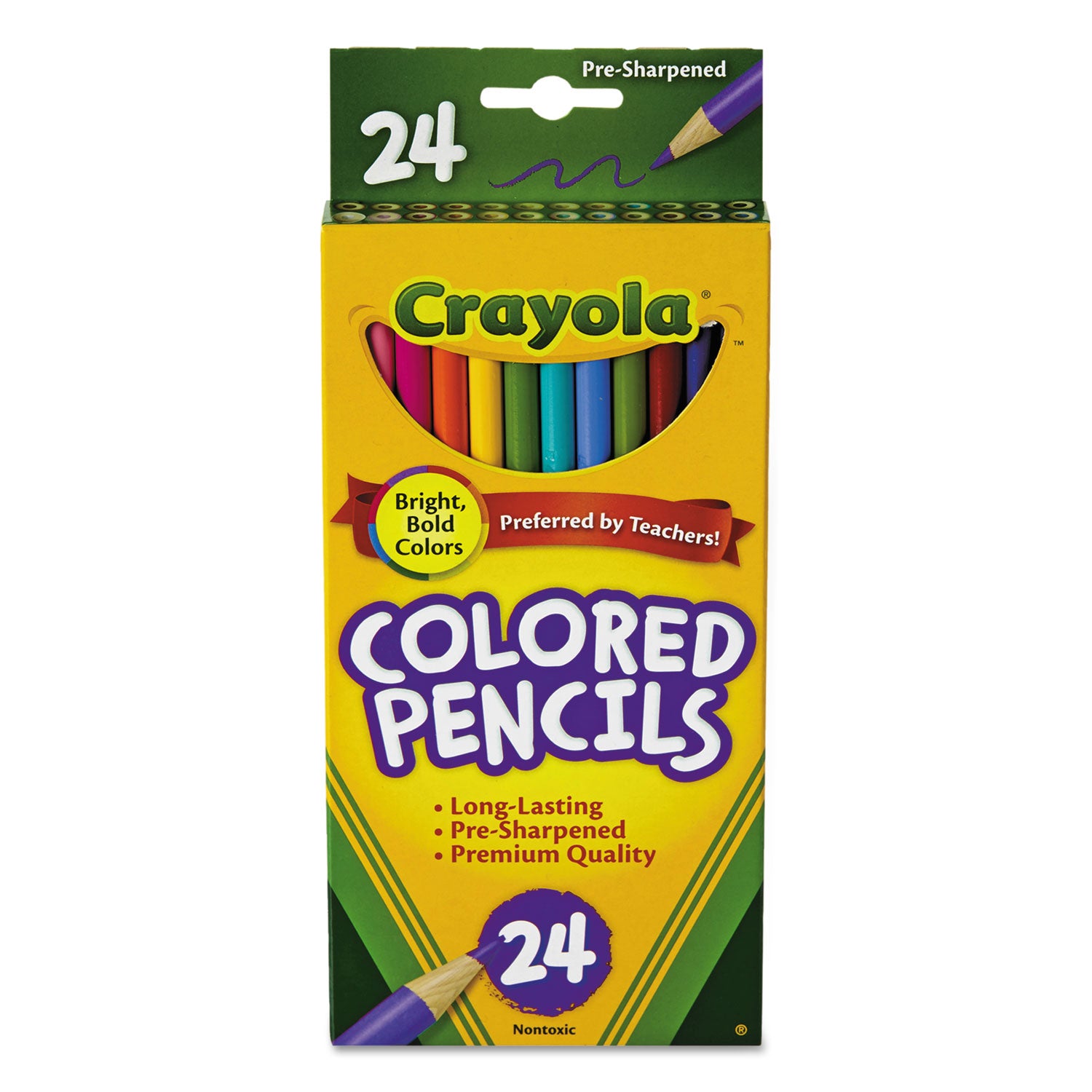 Long-Length Colored Pencil Set, 3.3 mm, 2B, Assorted Lead and Barrel Colors, 24/Pack - 