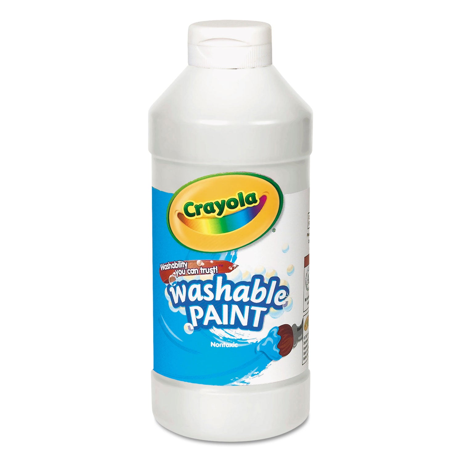 Washable Paint, White, 16 oz Bottle - 