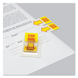 Arrow Page Flags, "Sign Here", Yellow/Red, 50 Flags/Dispenser, 2 Dispensers/Pack - 