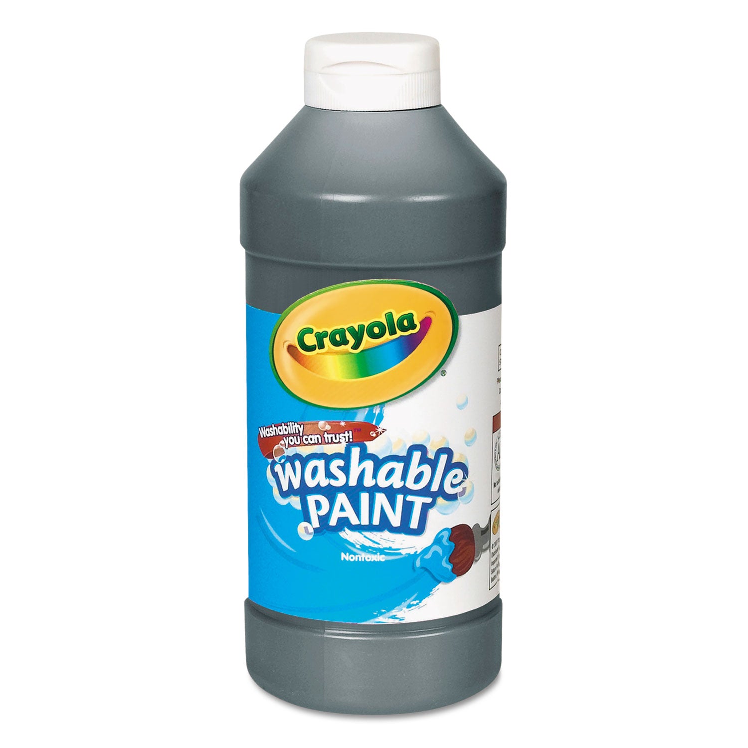 Washable Paint, Black, 16 oz Bottle - 
