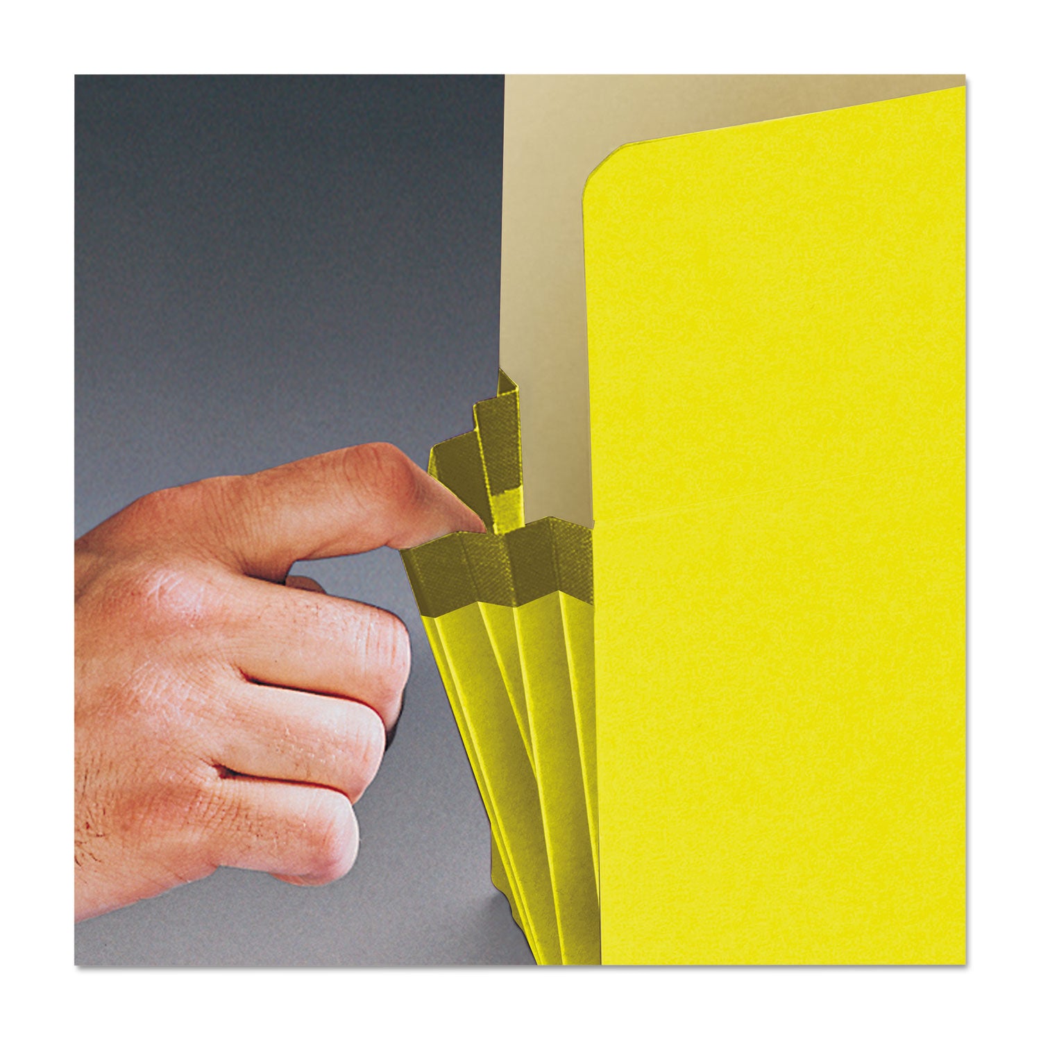 Colored File Pockets, 3.5" Expansion, Legal Size, Yellow - 