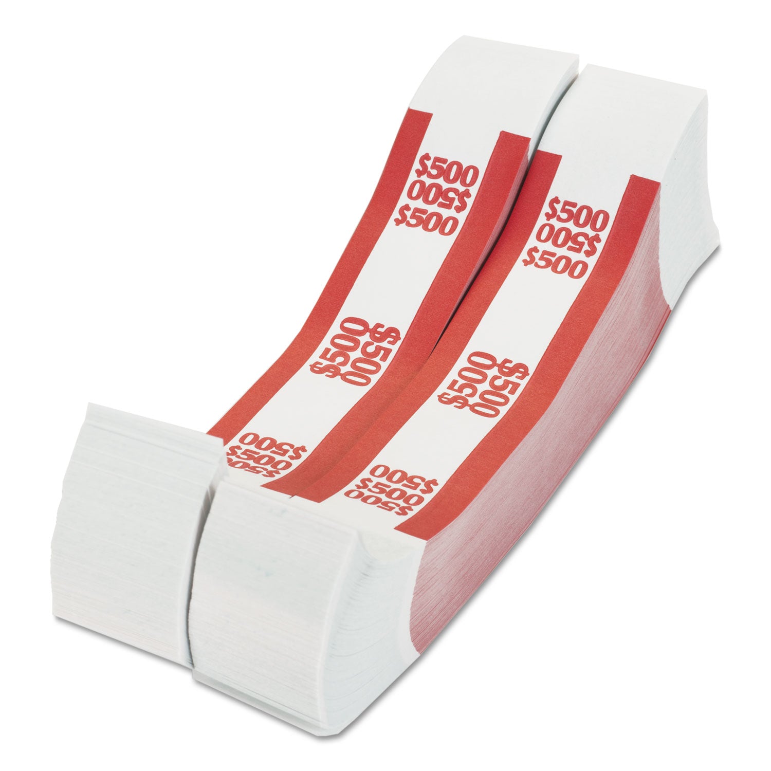 Currency Straps, Red, $500 in $5 Bills, 1000 Bands/Pack - 