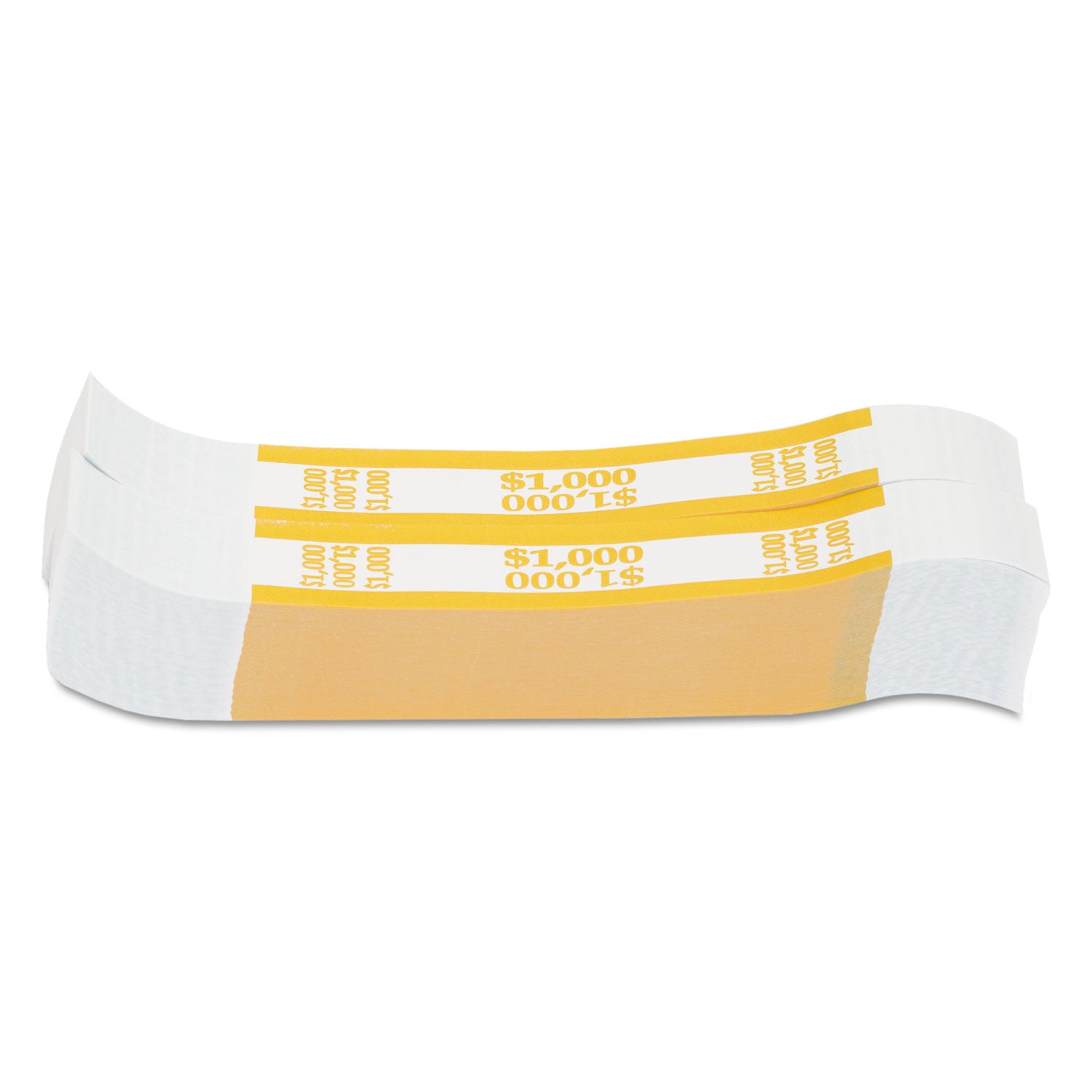 Currency Straps, Yellow, $1,000 in $10 Bills, 1000 Bands/Pack - 