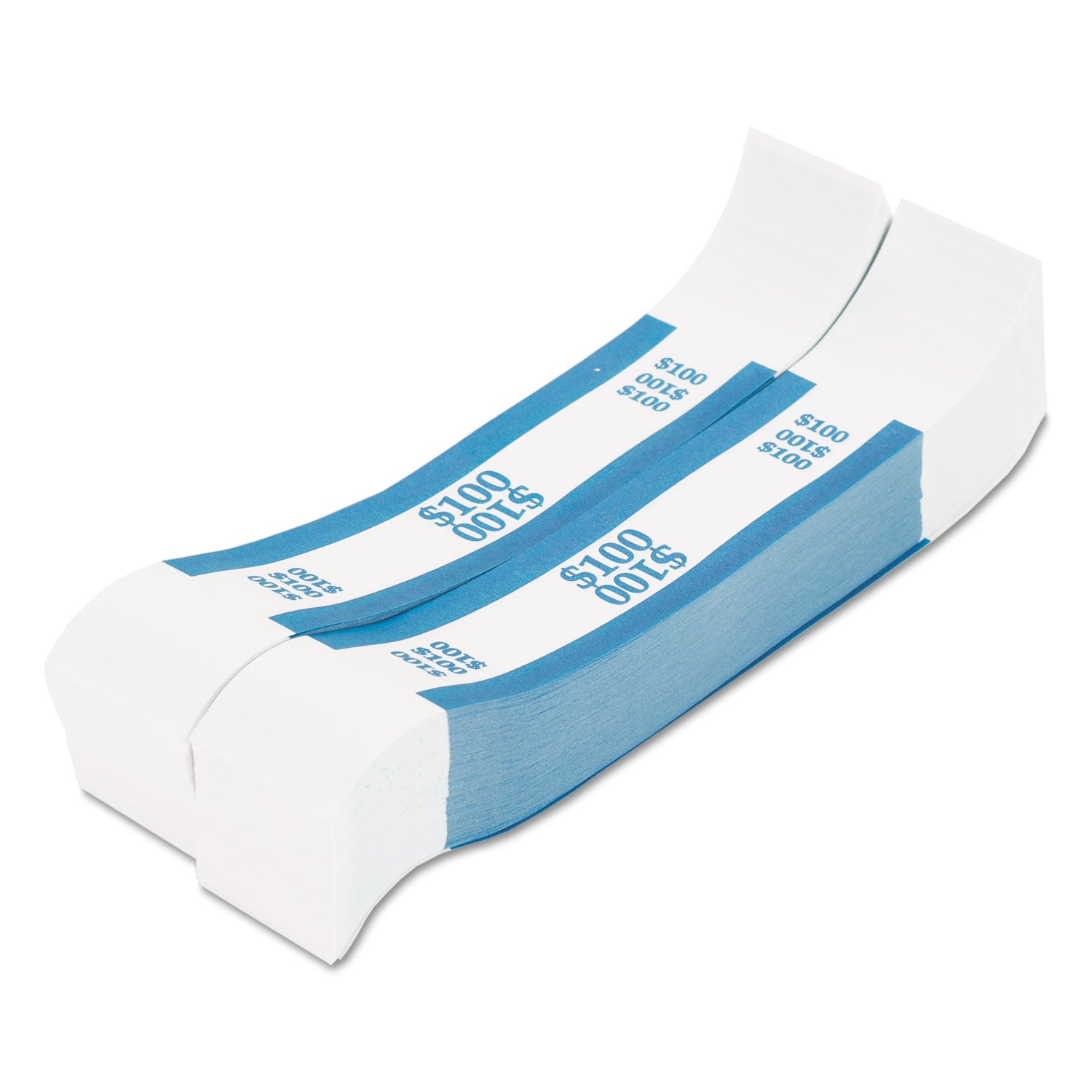 Currency Straps, Blue, $100 in Dollar Bills, 1000 Bands/Pack - 