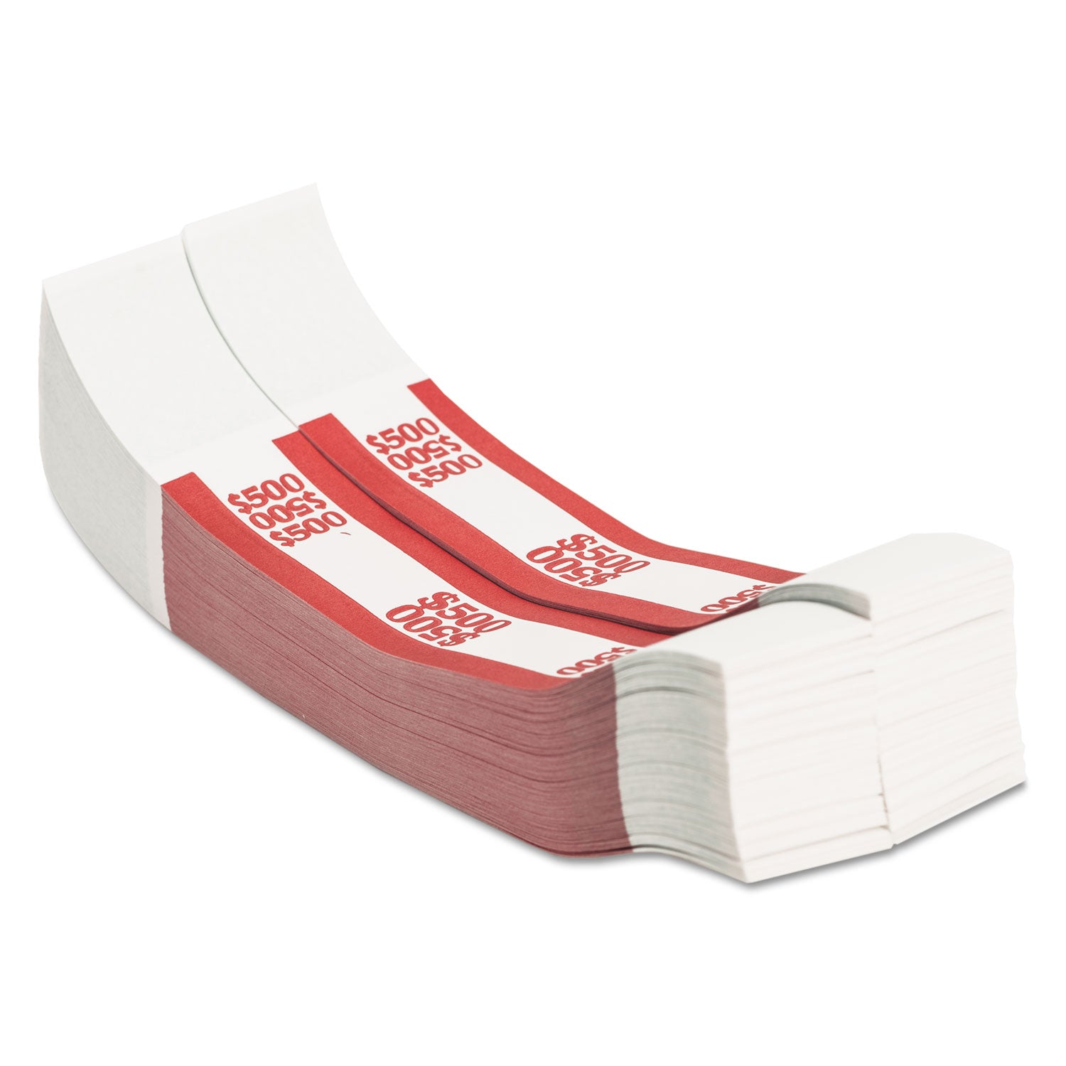 Currency Straps, Red, $500 in $5 Bills, 1000 Bands/Pack - 