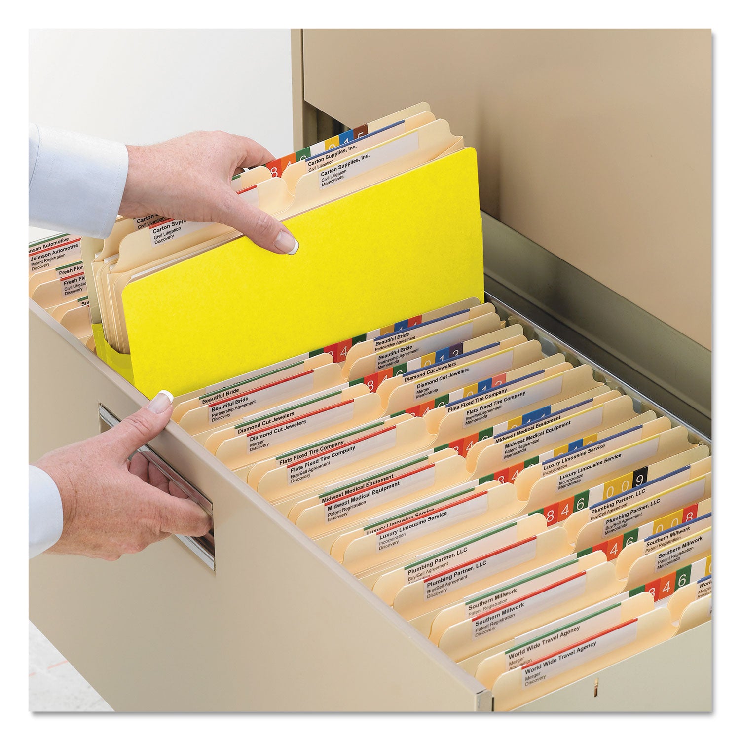 Colored File Pockets, 5.25" Expansion, Letter Size, Yellow - 