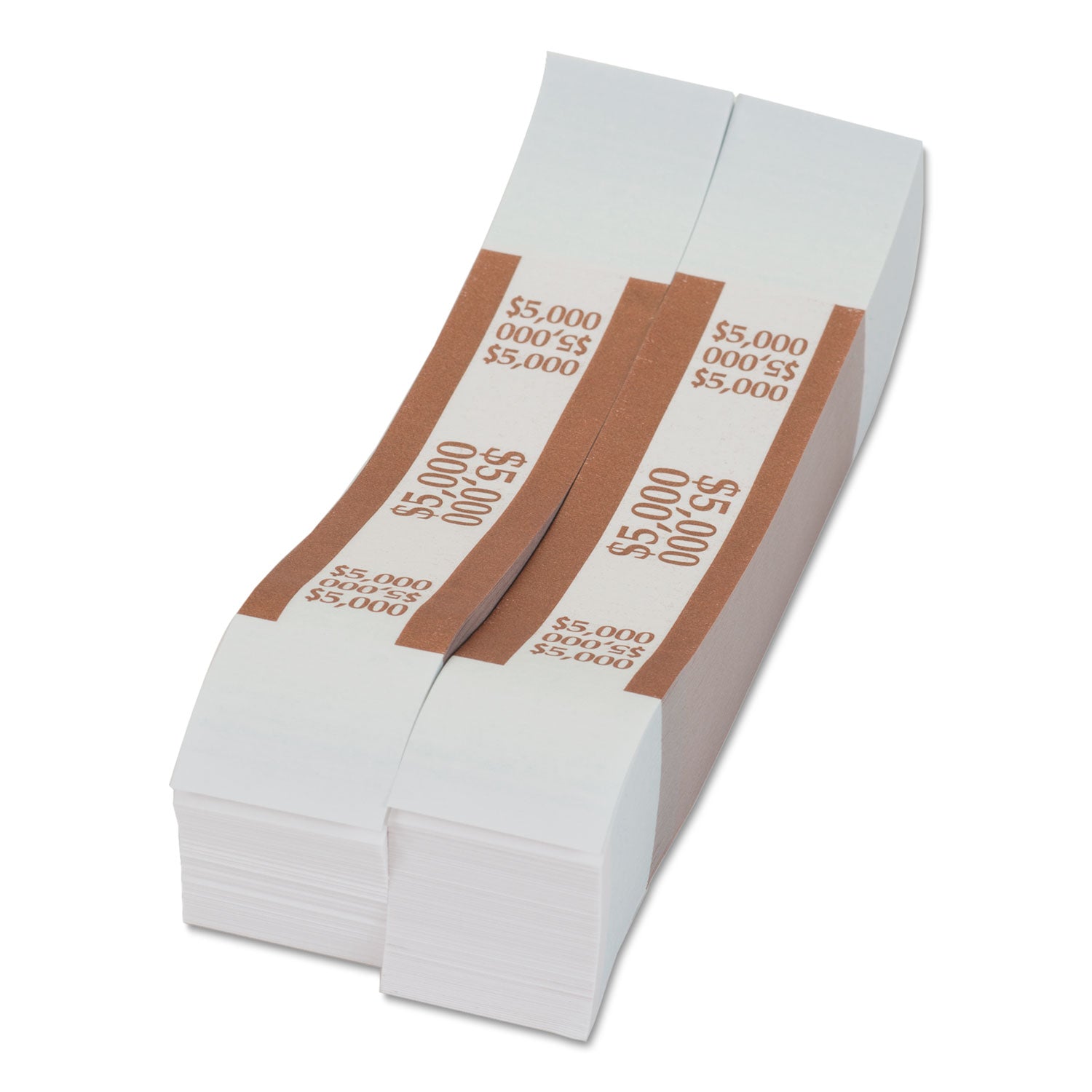 Currency Straps, Brown, $5,000 in $50 Bills, 1000 Bands/Pack - 
