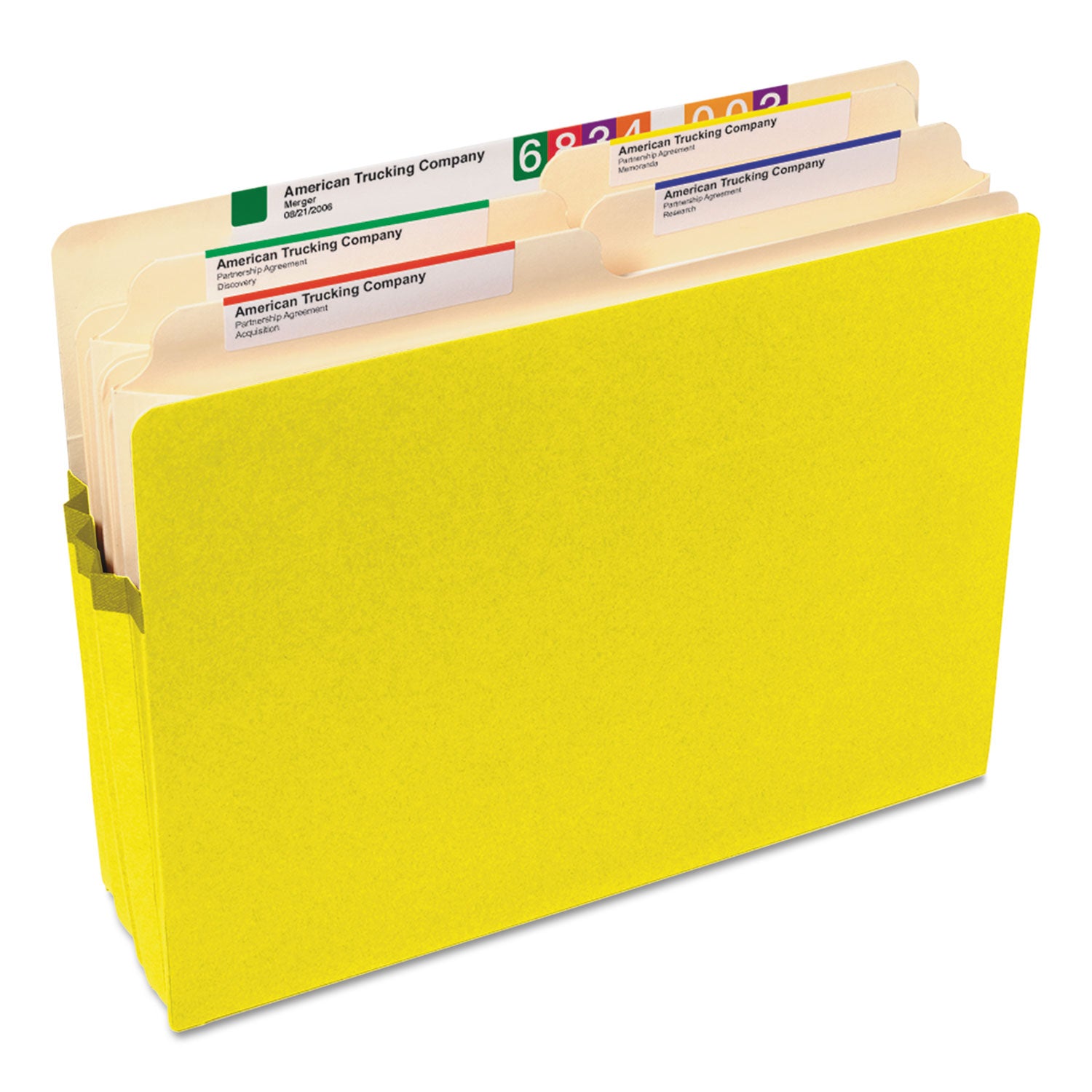 Colored File Pockets, 5.25" Expansion, Letter Size, Yellow - 