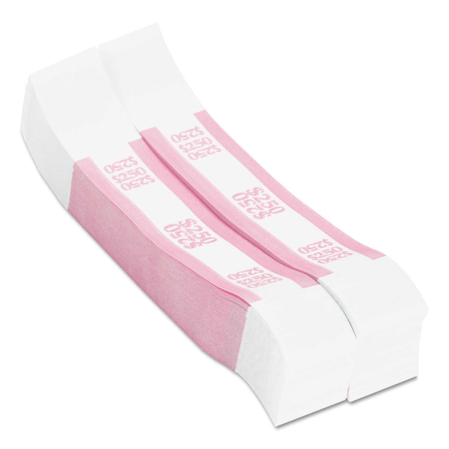 Currency Straps, Pink, $250 in Dollar Bills, 1000 Bands/Pack - 