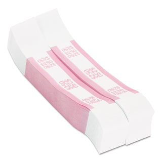 Currency Straps, Pink, $250 in Dollar Bills, 1000 Bands/Pack - 