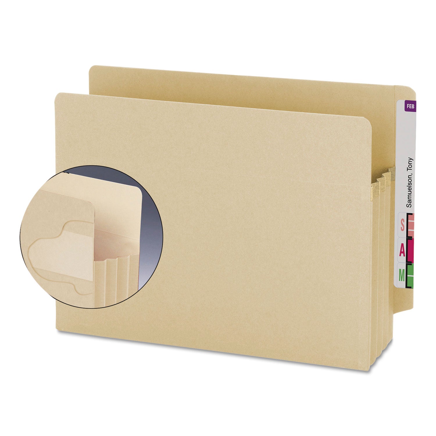 Manila End Tab TUFF Pockets, 3.5" Expansion, Letter Size, Manila, 10/Box - 