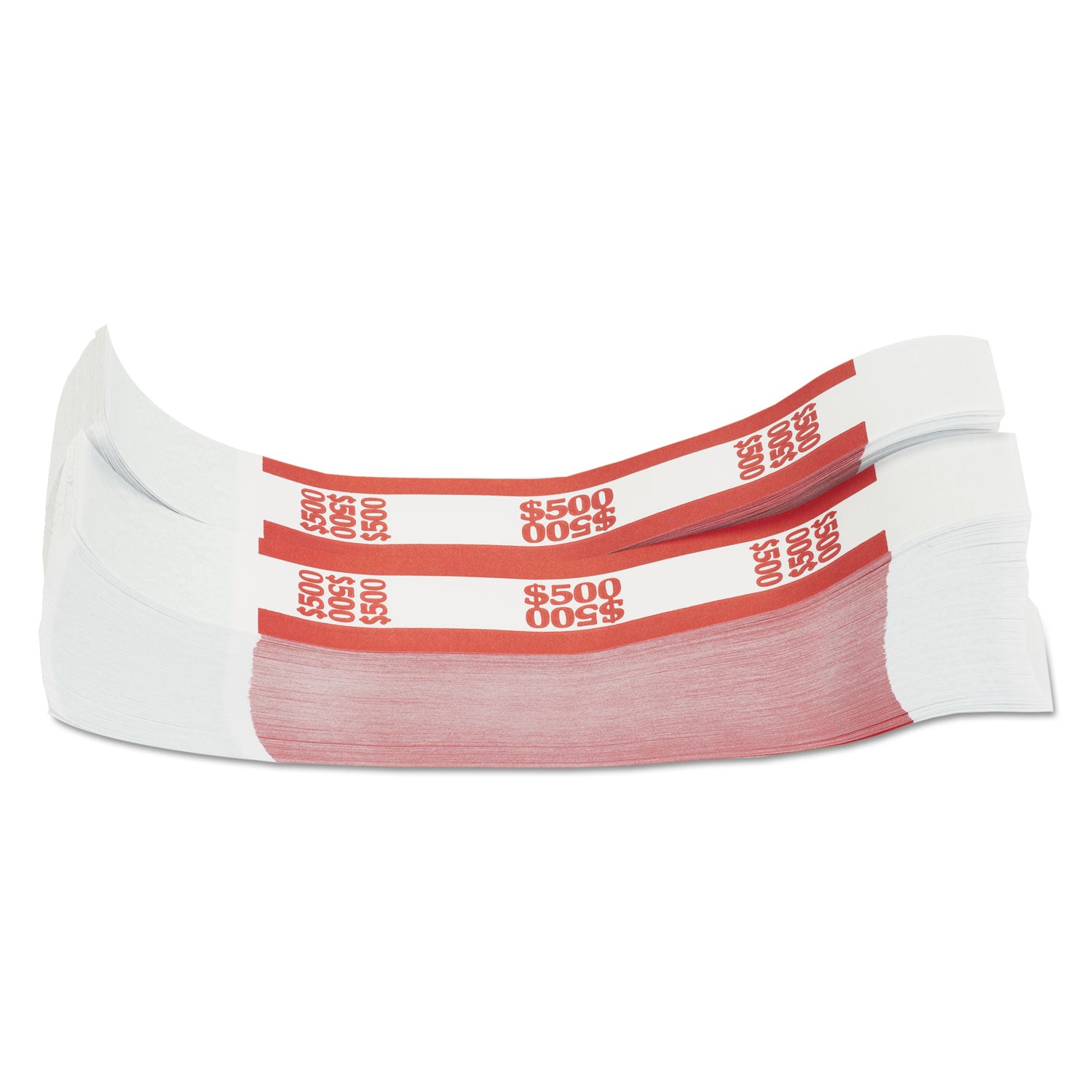 Currency Straps, Red, $500 in $5 Bills, 1000 Bands/Pack - 