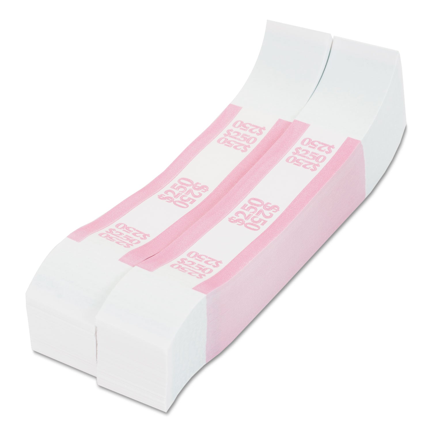 Currency Straps, Pink, $250 in Dollar Bills, 1000 Bands/Pack - 