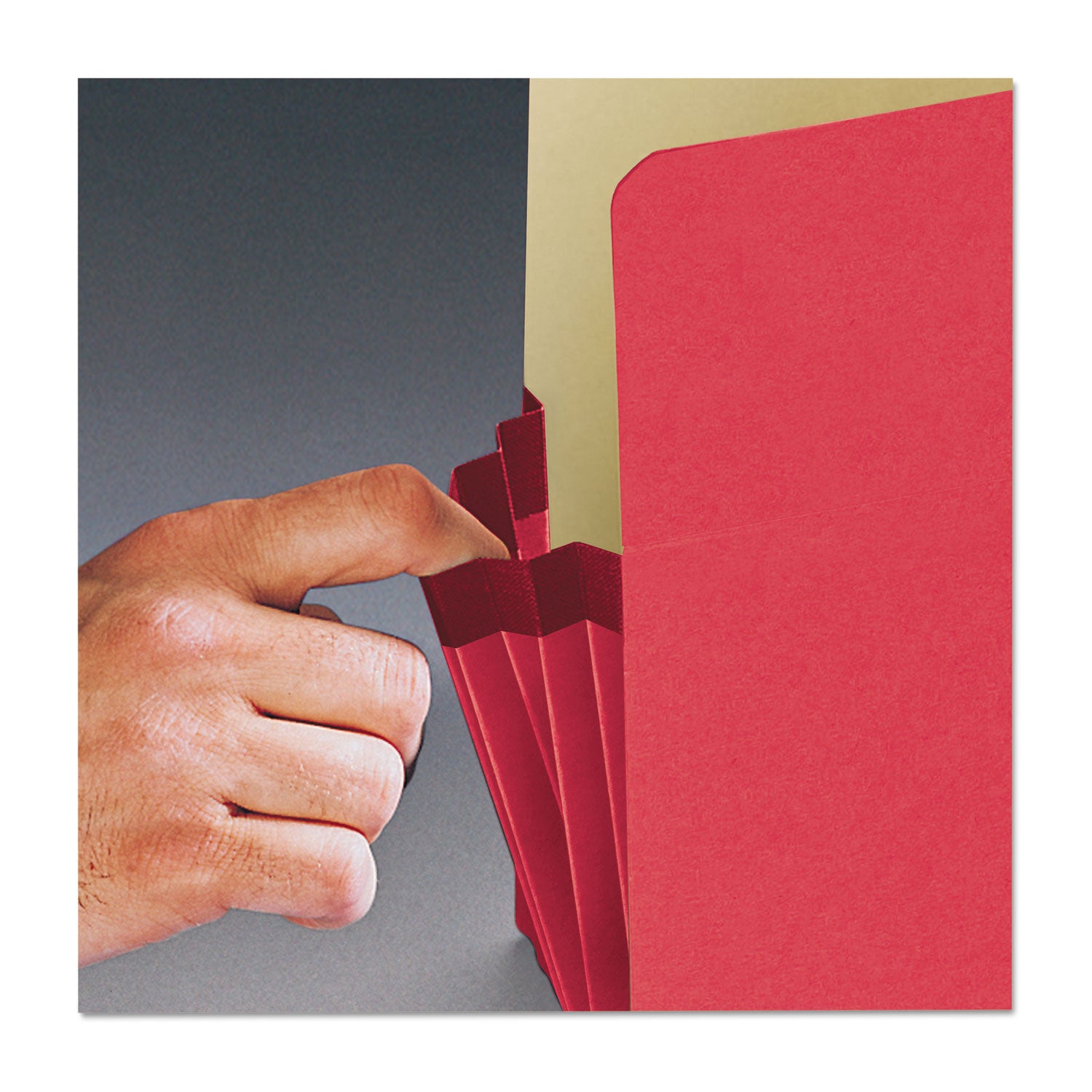 Colored File Pockets, 1.75" Expansion, Letter Size, Red - 