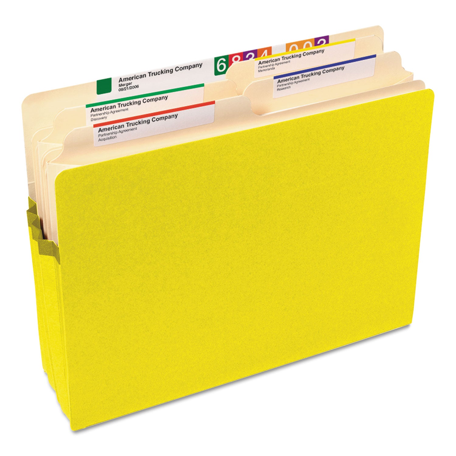 Colored File Pockets, 1.75" Expansion, Letter Size, Yellow - 