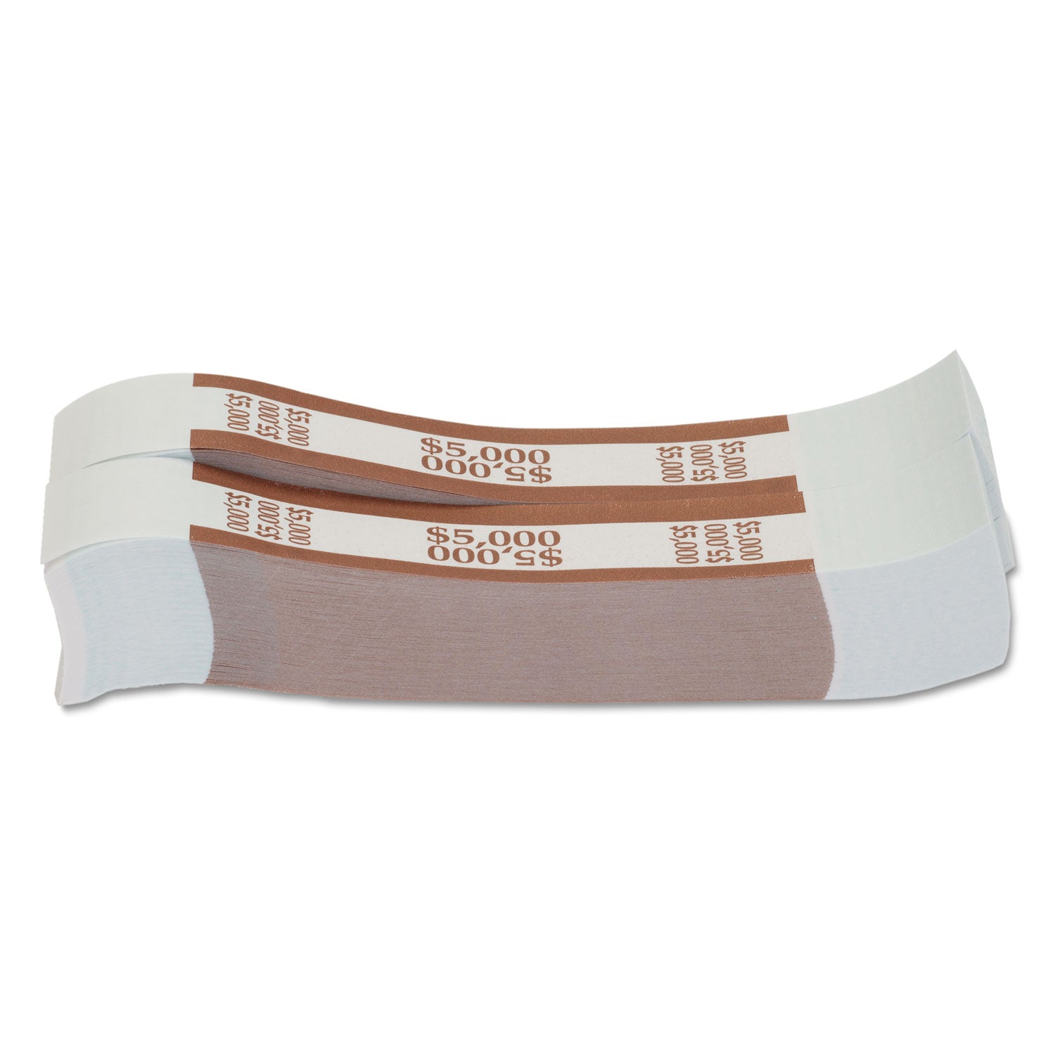 Currency Straps, Brown, $5,000 in $50 Bills, 1000 Bands/Pack - 
