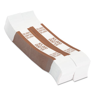Currency Straps, Brown, $5,000 in $50 Bills, 1000 Bands/Pack - 