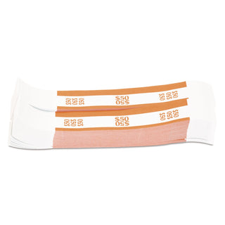 Currency Straps, Orange, $50 in Dollar Bills, 1000 Bands/Pack