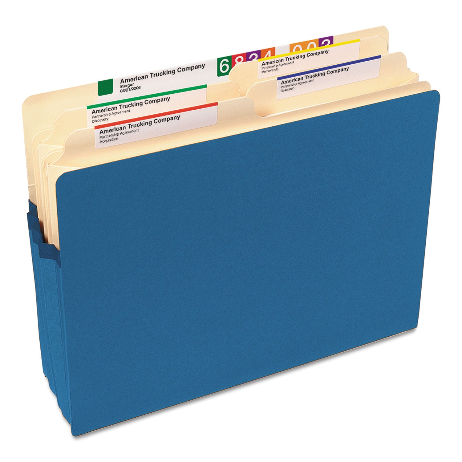 Colored File Pockets, 1.75" Expansion, Letter Size, Blue - 
