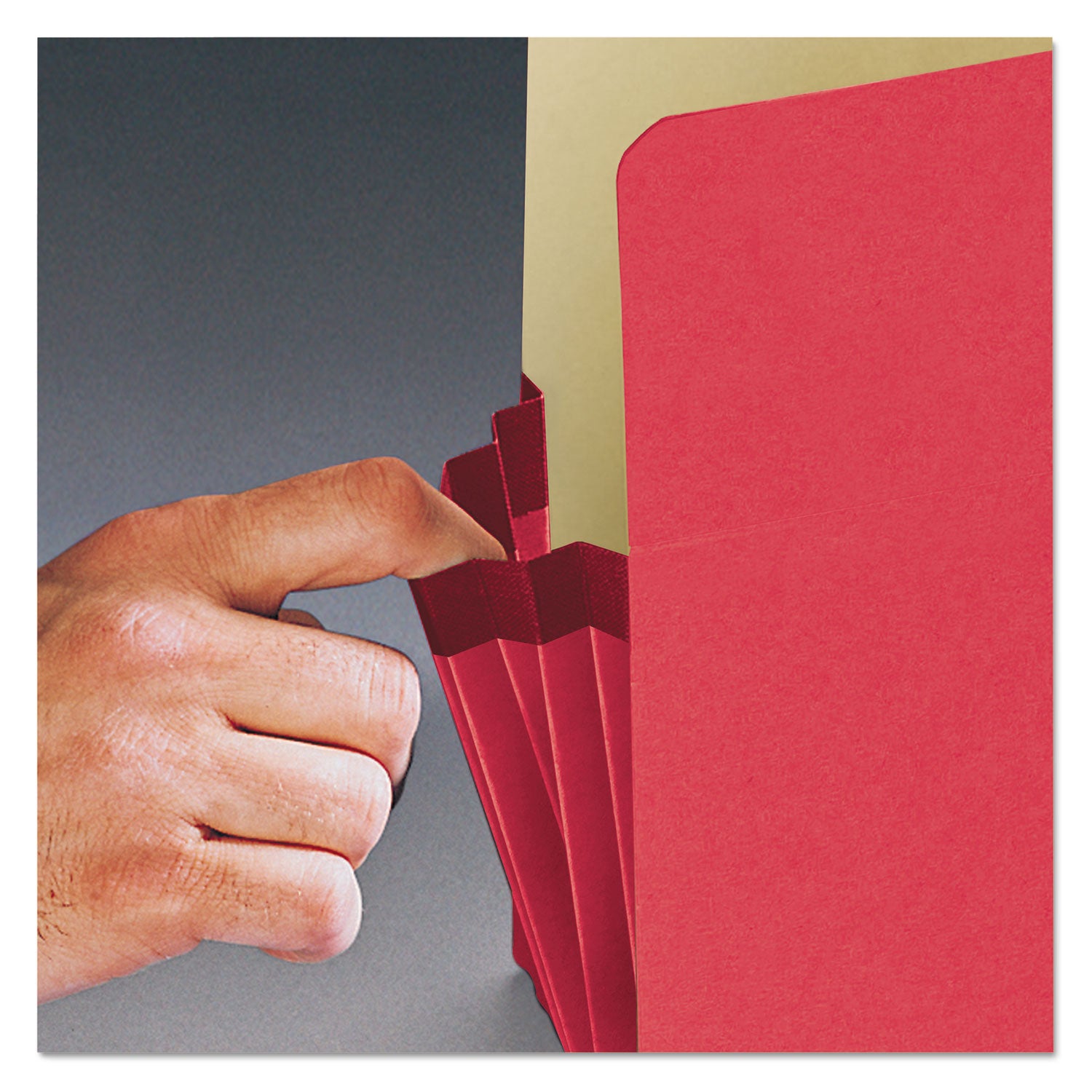 Colored File Pockets, 3.5" Expansion, Legal Size, Red - 