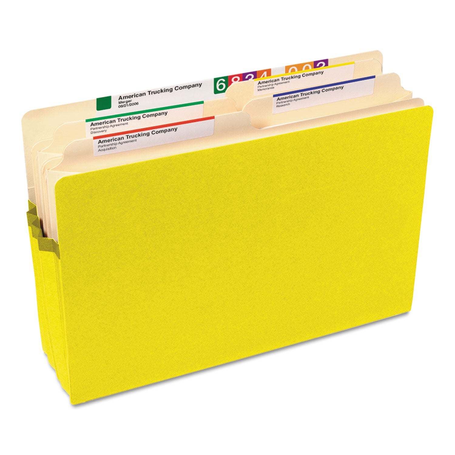 Colored File Pockets, 3.5" Expansion, Legal Size, Yellow - 