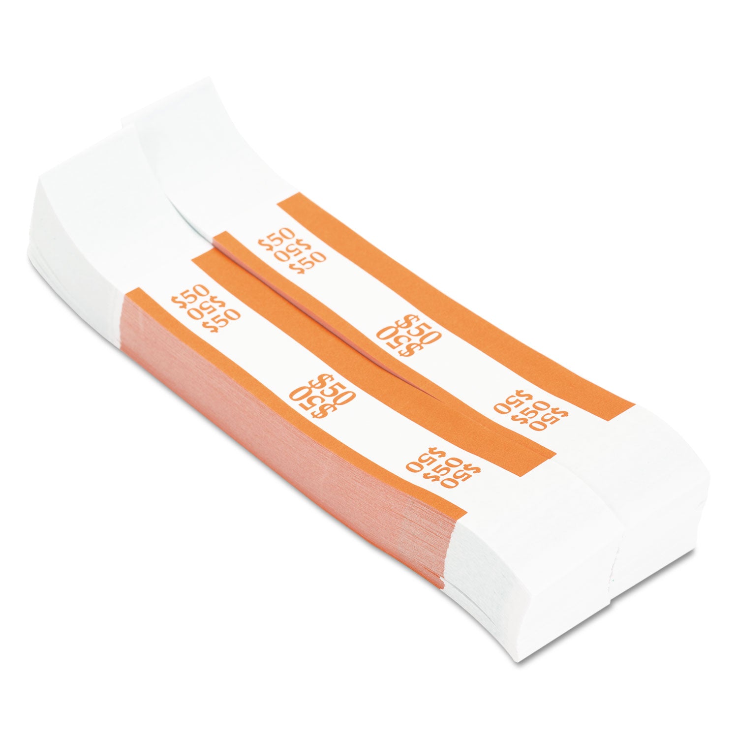 Currency Straps, Orange, $50 in Dollar Bills, 1000 Bands/Pack - 