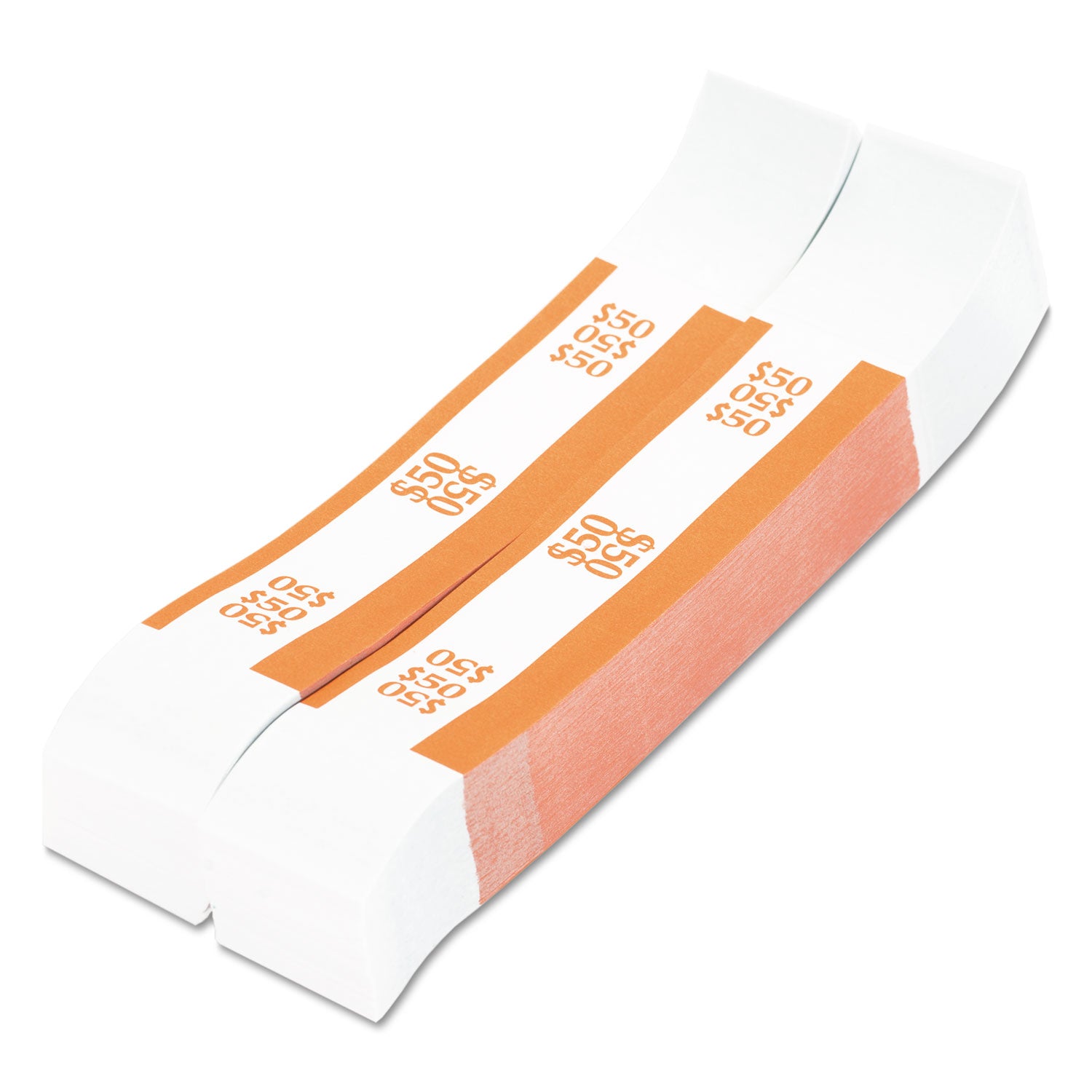 Currency Straps, Orange, $50 in Dollar Bills, 1000 Bands/Pack - 