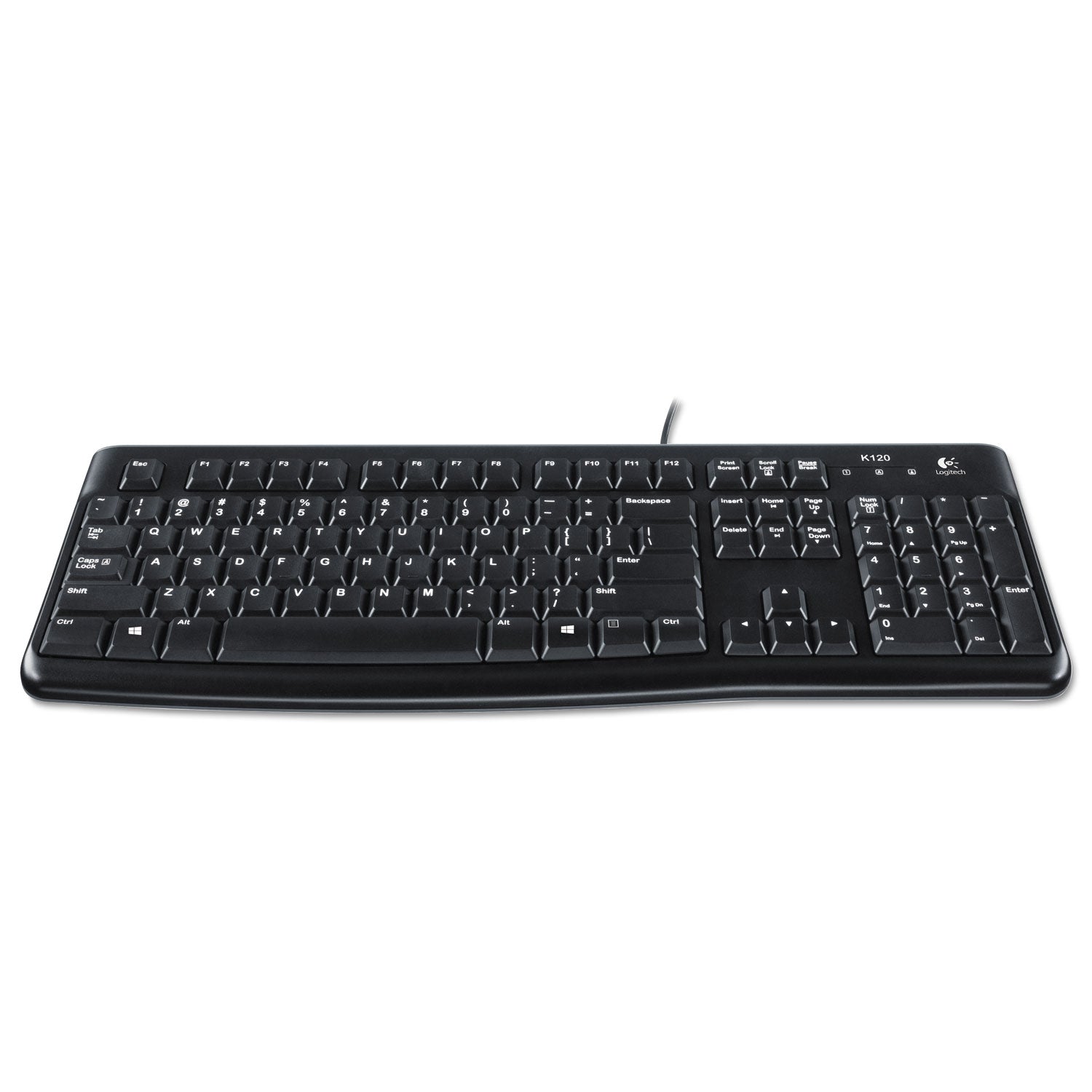K120 Ergonomic Desktop Wired Keyboard, USB, Black - 