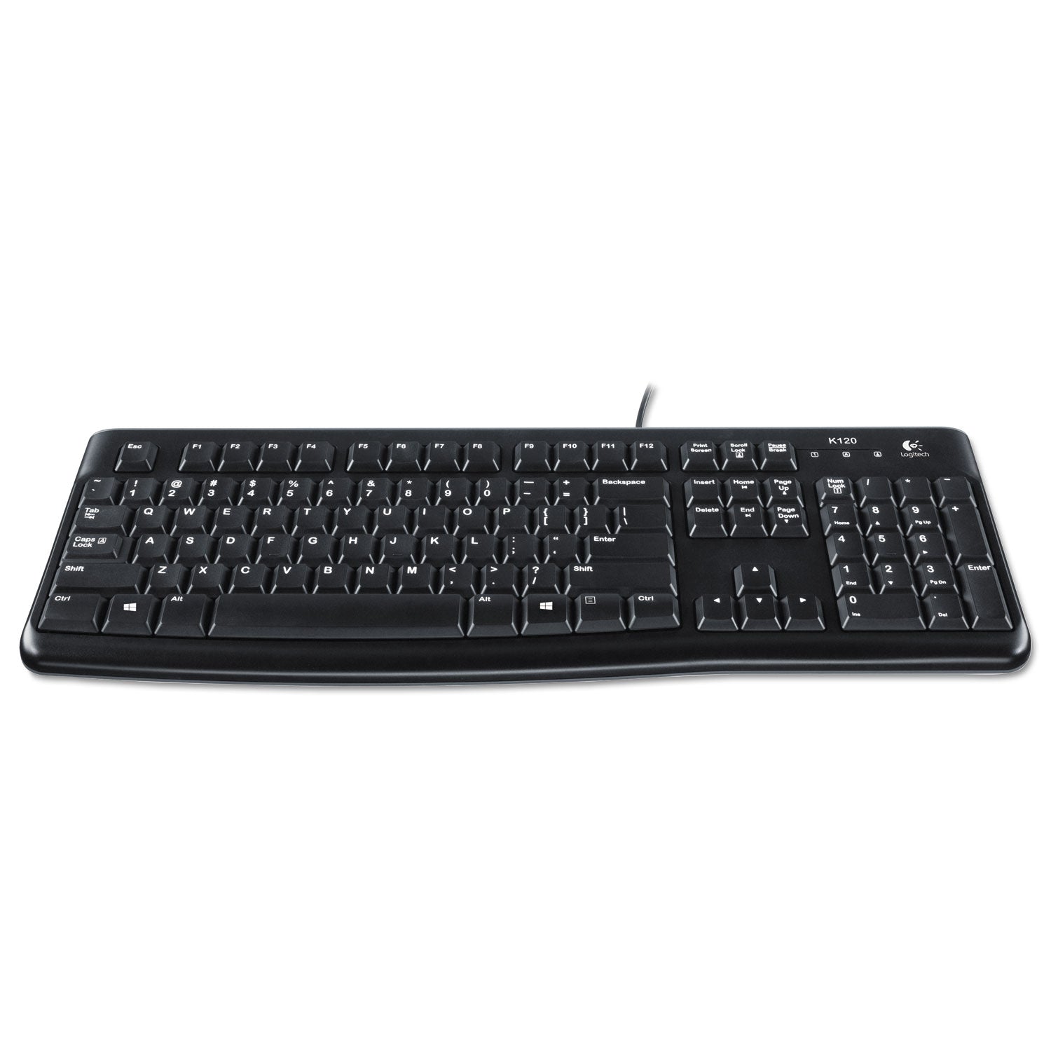 K120 Ergonomic Desktop Wired Keyboard, USB, Black