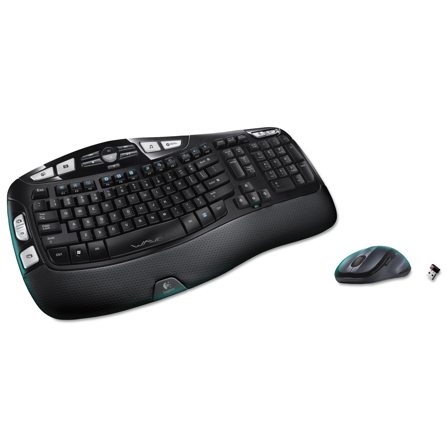 MK550 Wireless Wave Keyboard + Mouse Combo, 2.4 GHz Frequency/30 ft Wireless Range, Black - 