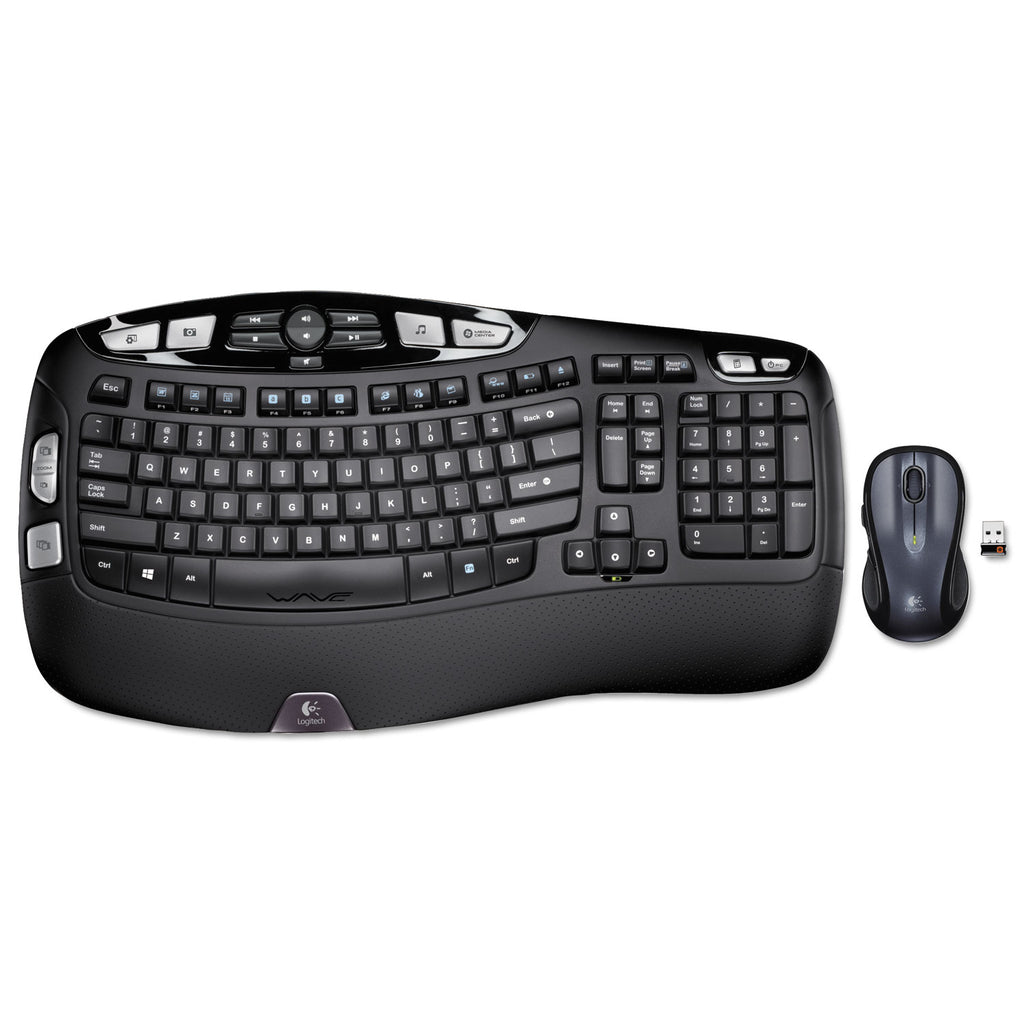 MK550 Wireless Wave Keyboard + Mouse Combo, 2.4 GHz Frequency/30 ft Wireless Range, Black - 