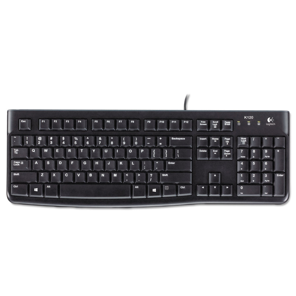 K120 Ergonomic Desktop Wired Keyboard, USB, Black - 