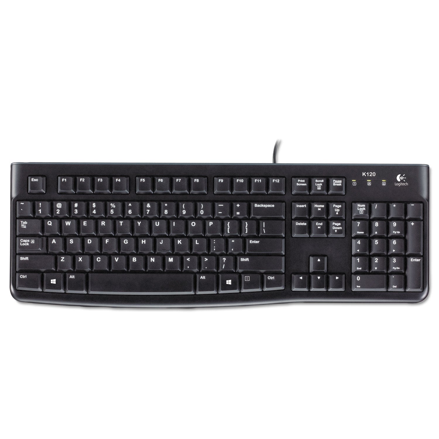 K120 Ergonomic Desktop Wired Keyboard, USB, Black - 