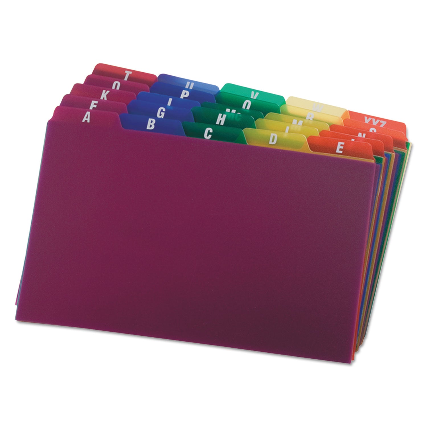Durable Poly A-Z Card Guides, 1/5-Cut Top Tab, A to Z, 5 x 8, Assorted Colors, 25/Set - 